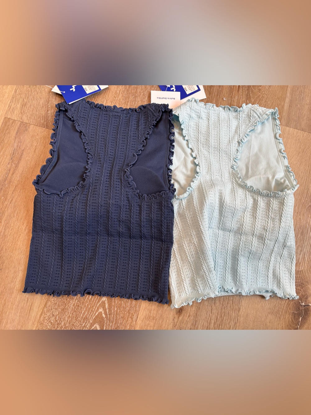 Joy Lab Ribbed Knit Tank Tops - Navy and Light Blue - Picture 4 of 5